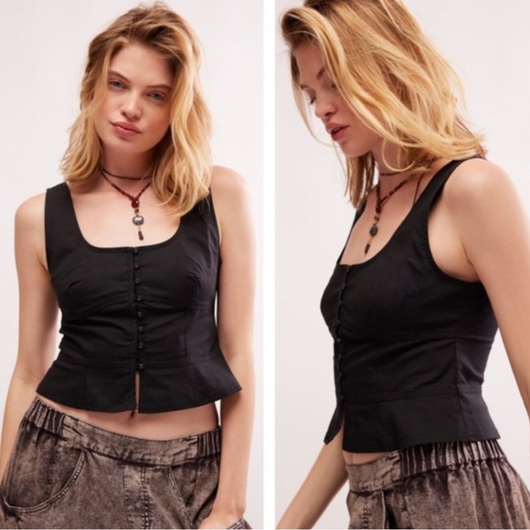 Free People Tops - Free People Sally Corset Cropped Tank Top Small Witchy Whimsigoth Fairy Grunge